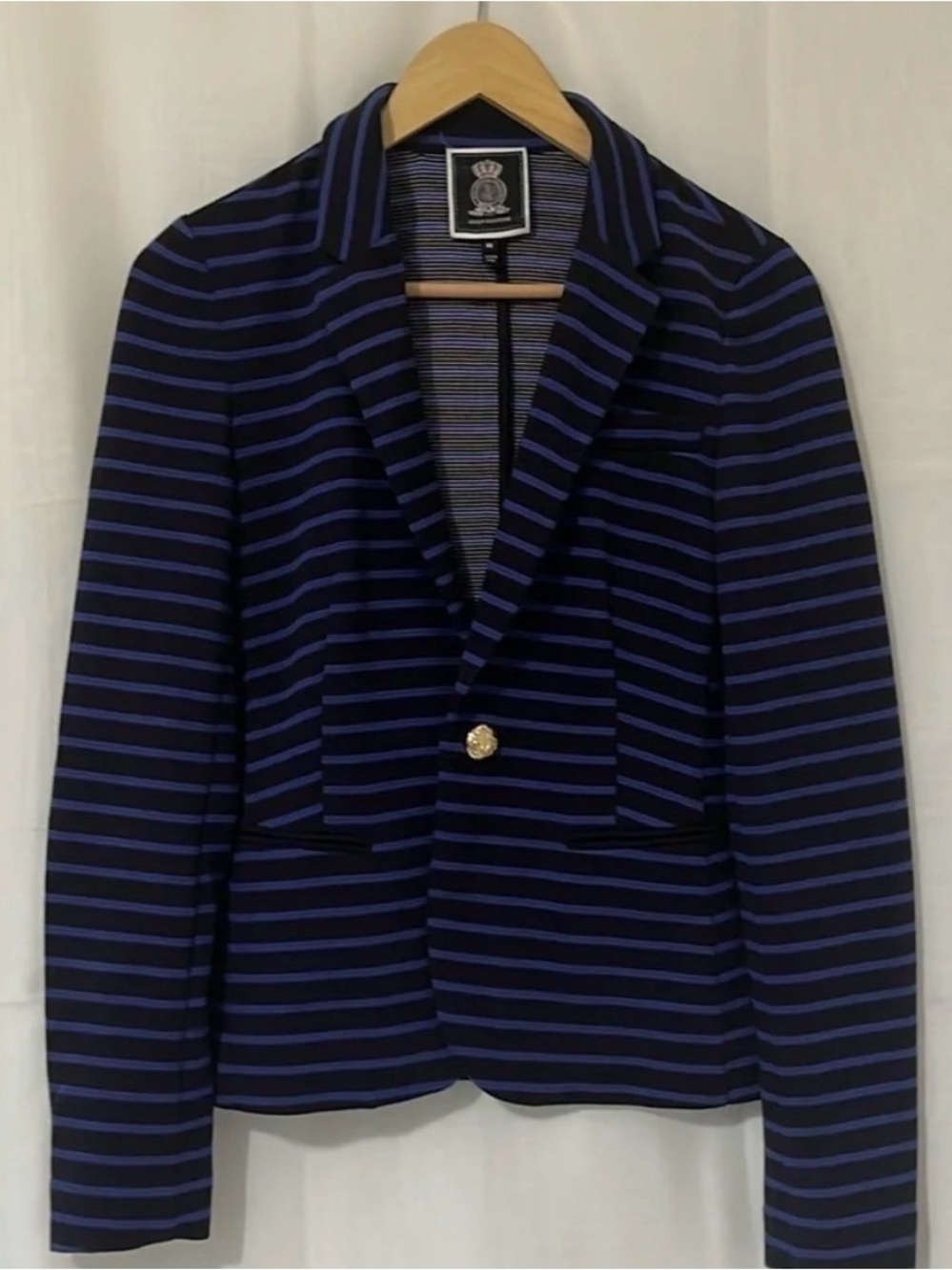 Juicy Couture Navy & Blue Striped Single-Button Blazer